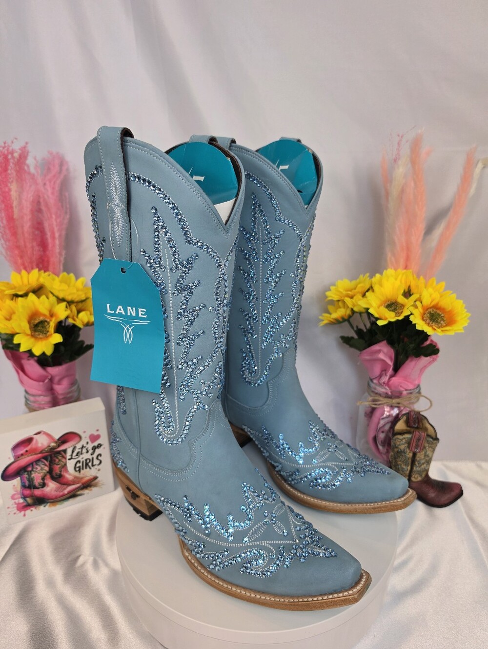 LANE Lexington Cowgirl Boots W/ SWAROVSKI Crystals 9.5 - Picture 7 of 11